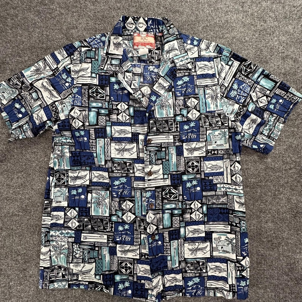RJC Hawaiian Shirt Made in Hawaii USA Large #196‎